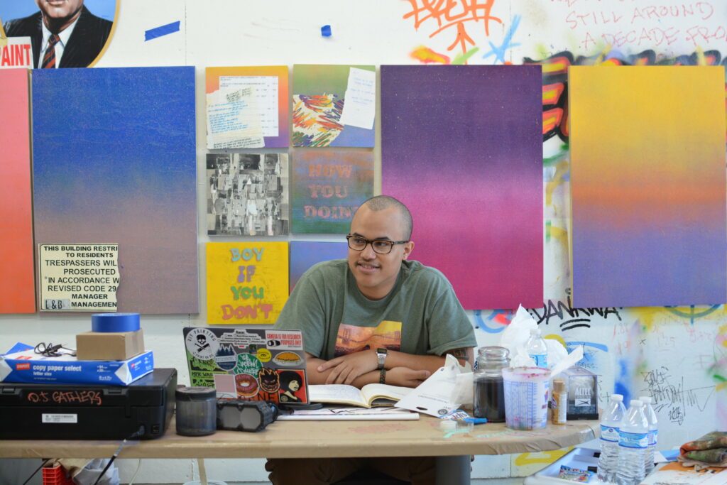 student in studio