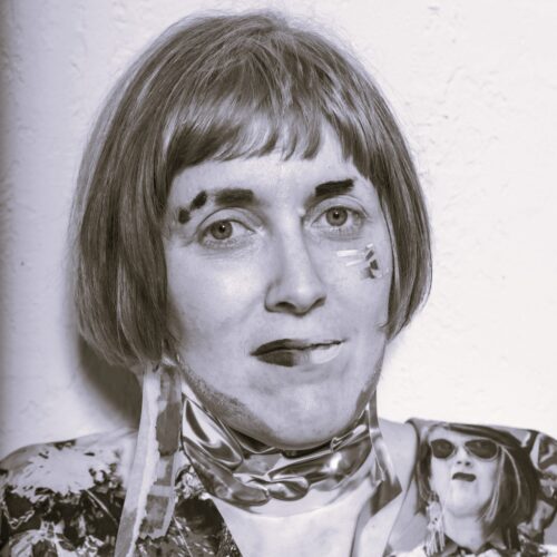 Black and White picture of woman with painted face